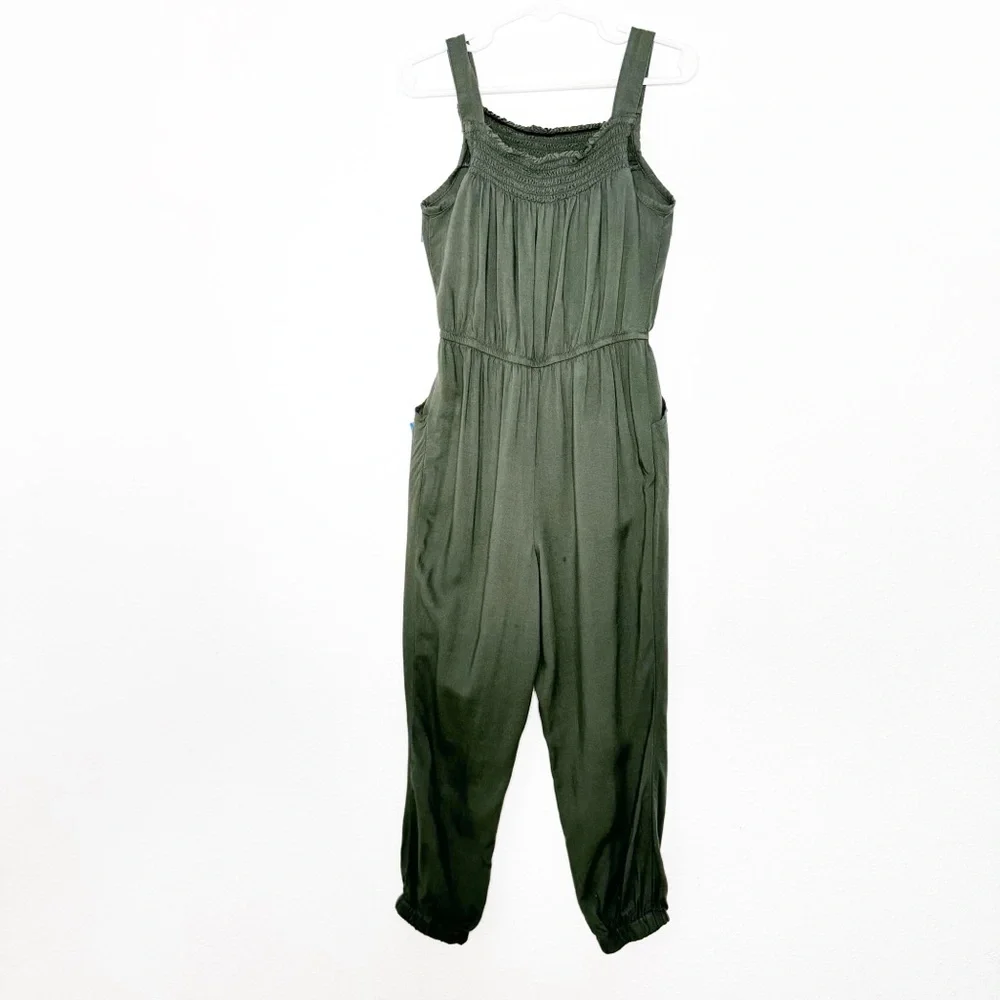 Justice girls boho bohemian olive green jumpsuit romper size 6
